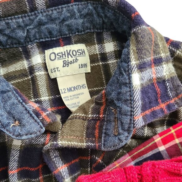 Toddler Boy BUNDLE 12 Months Plaid Button Up Shirt Sweater Vest Fall Winter - Picture 4 of 8